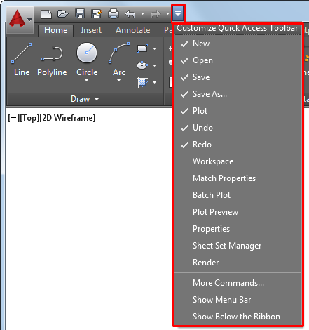 how to customize toolbar in autocad 2016